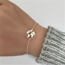 Load image into Gallery viewer, World Map Bracelets For Women Travel Jewellery Rose Gold Chain Friendship Sister Gifts Globe Bracelet Femme BFF