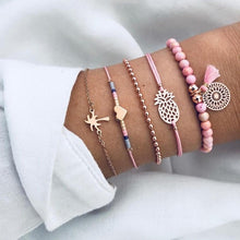 Load image into Gallery viewer, 4/5 PCS Bohemian Map Turtle LOVE Beach Bracelet Set Cute Pineapple Shell Tassel Bracelet Set for Women Holiday Bracelet Jewelry