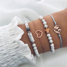 Load image into Gallery viewer, NEWBUY 6Pcs/Set Natural Beads Bracelet Boho Style Gold Heart Turtle Life Tree 8 Infinity Charm Bracelets For Women Girl