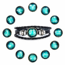 Load image into Gallery viewer, Fashion Luminous 12 Constellation Bracelet Zodiac Sign Beads Leather Bangle Bracelets For Women Punk Men Jewelry Accessories