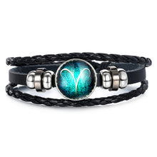 Load image into Gallery viewer, Fashion Luminous 12 Constellation Bracelet Zodiac Sign Beads Leather Bangle Bracelets For Women Punk Men Jewelry Accessories