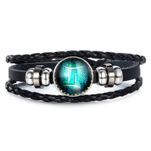 Load image into Gallery viewer, Fashion Luminous 12 Constellation Bracelet Zodiac Sign Beads Leather Bangle Bracelets For Women Punk Men Jewelry Accessories