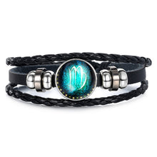 Load image into Gallery viewer, Fashion Luminous 12 Constellation Bracelet Zodiac Sign Beads Leather Bangle Bracelets For Women Punk Men Jewelry Accessories