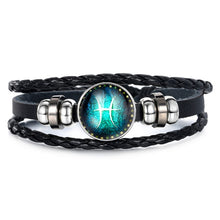 Load image into Gallery viewer, Fashion Luminous 12 Constellation Bracelet Zodiac Sign Beads Leather Bangle Bracelets For Women Punk Men Jewelry Accessories
