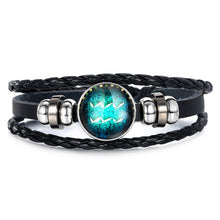 Load image into Gallery viewer, Fashion Luminous 12 Constellation Bracelet Zodiac Sign Beads Leather Bangle Bracelets For Women Punk Men Jewelry Accessories