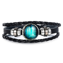 Load image into Gallery viewer, Fashion Luminous 12 Constellation Bracelet Zodiac Sign Beads Leather Bangle Bracelets For Women Punk Men Jewelry Accessories