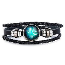 Load image into Gallery viewer, Fashion Luminous 12 Constellation Bracelet Zodiac Sign Beads Leather Bangle Bracelets For Women Punk Men Jewelry Accessories