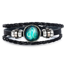 Load image into Gallery viewer, Fashion Luminous 12 Constellation Bracelet Zodiac Sign Beads Leather Bangle Bracelets For Women Punk Men Jewelry Accessories